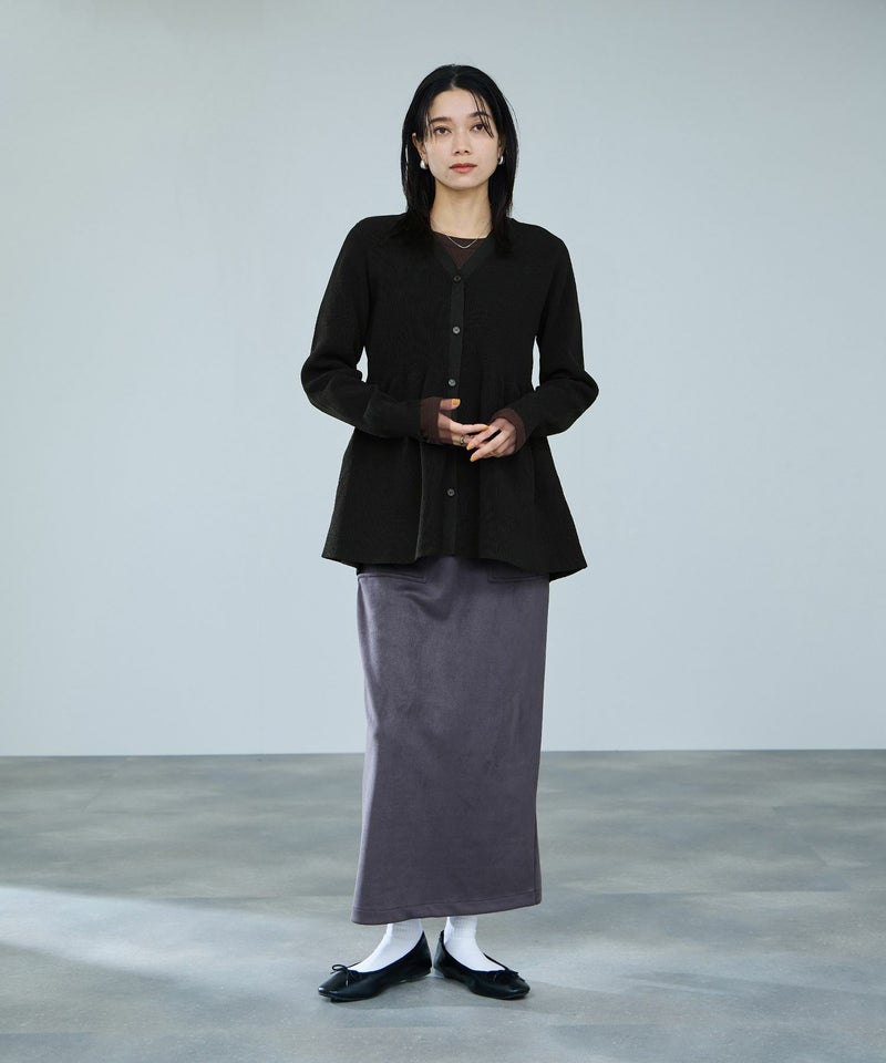 milli de l'air ソフトレッチペプラムカーディガン レディース商品画像-14