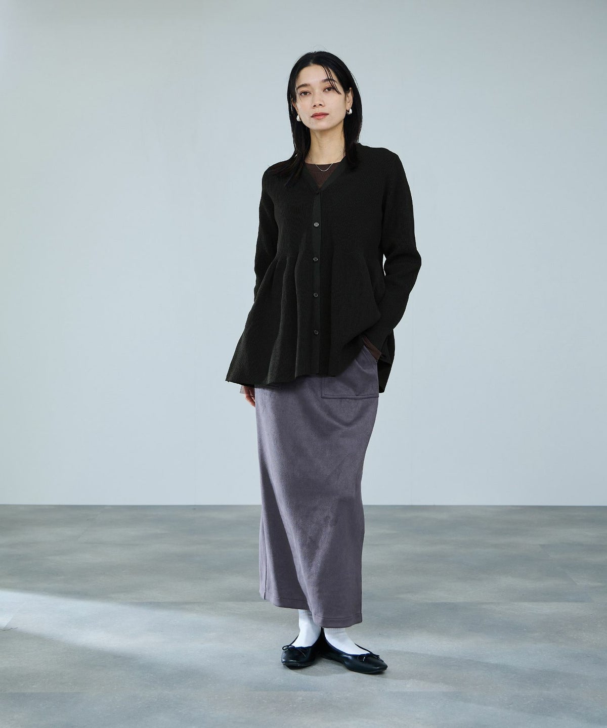 milli de l'air ソフトレッチペプラムカーディガン レディース