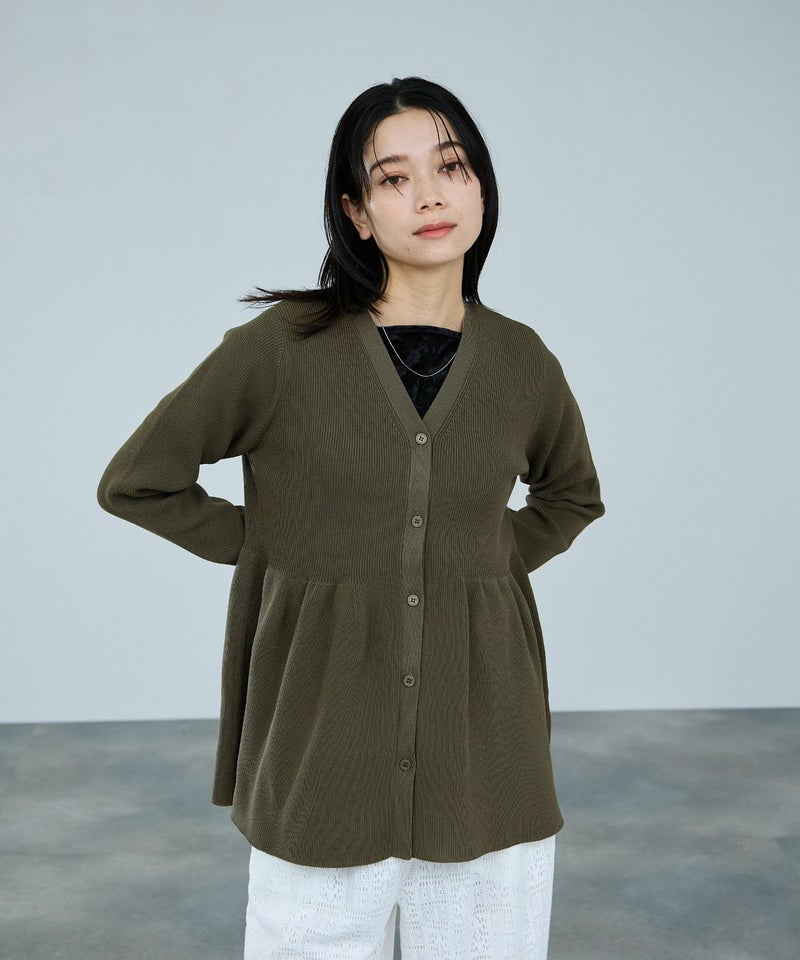 [期間限定knit]milli de l'air ソフトレッチペプラムカーディガン レディース商品画像-16