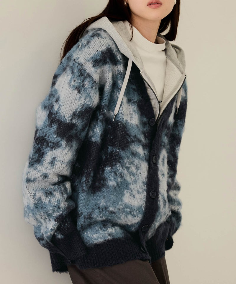 nAvy モヘアタッチマーブルカーディガン レディース商品画像-3