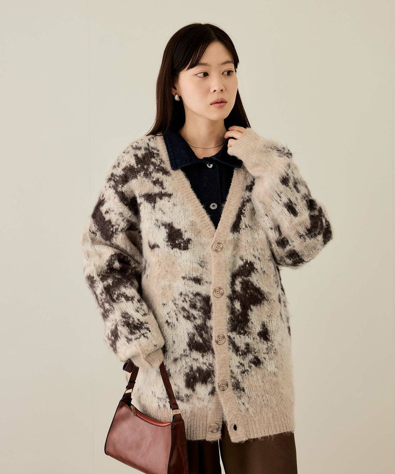 [期間限定knit]nAvy  モヘアタッチマーブルカーディガン レディース商品画像-14