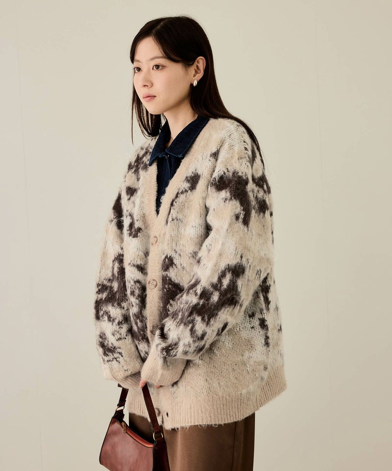 [期間限定knit]nAvy  モヘアタッチマーブルカーディガン レディース商品画像-16