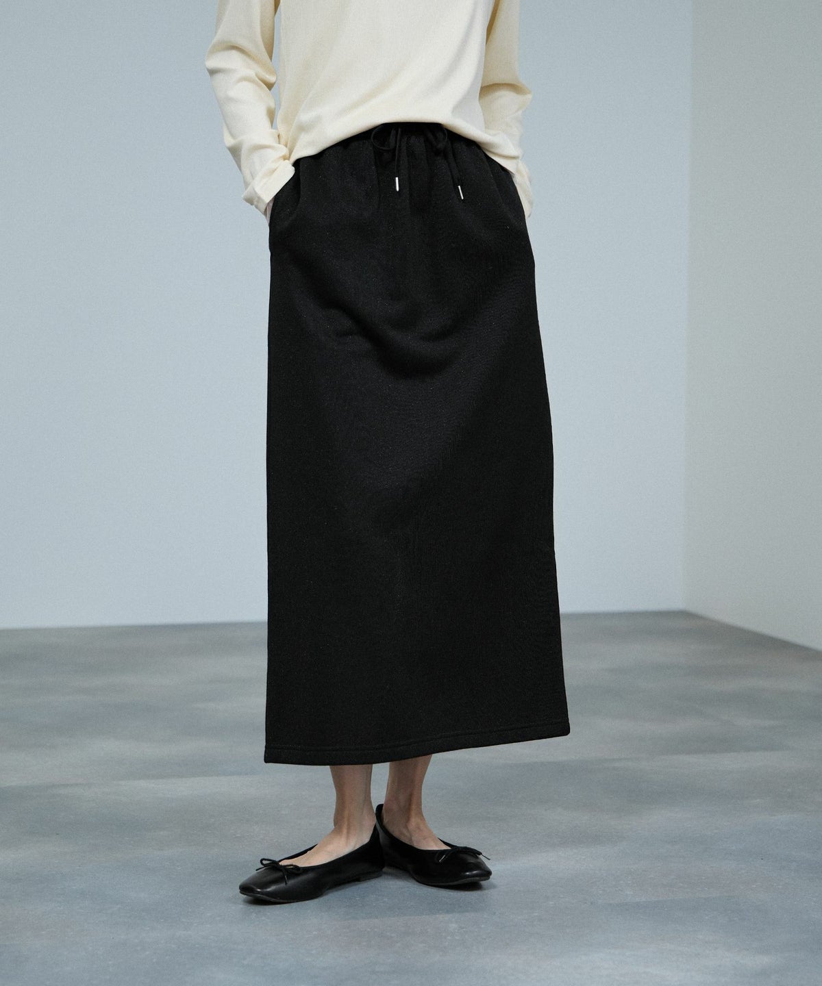 milli de l'air ラメ裏毛Iラインスカート レディース