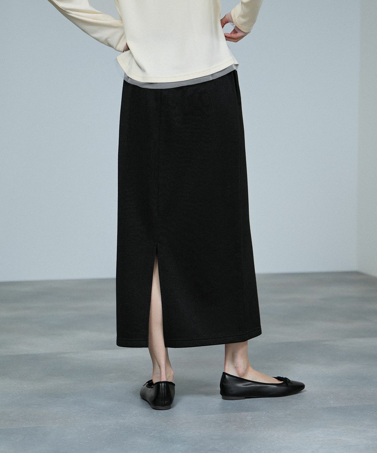 milli de l'air ラメ裏毛Iラインスカート レディース