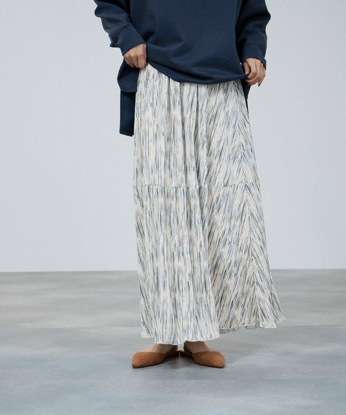 milli de l'air ニュアンス柄プリーツフレアスカート レディース