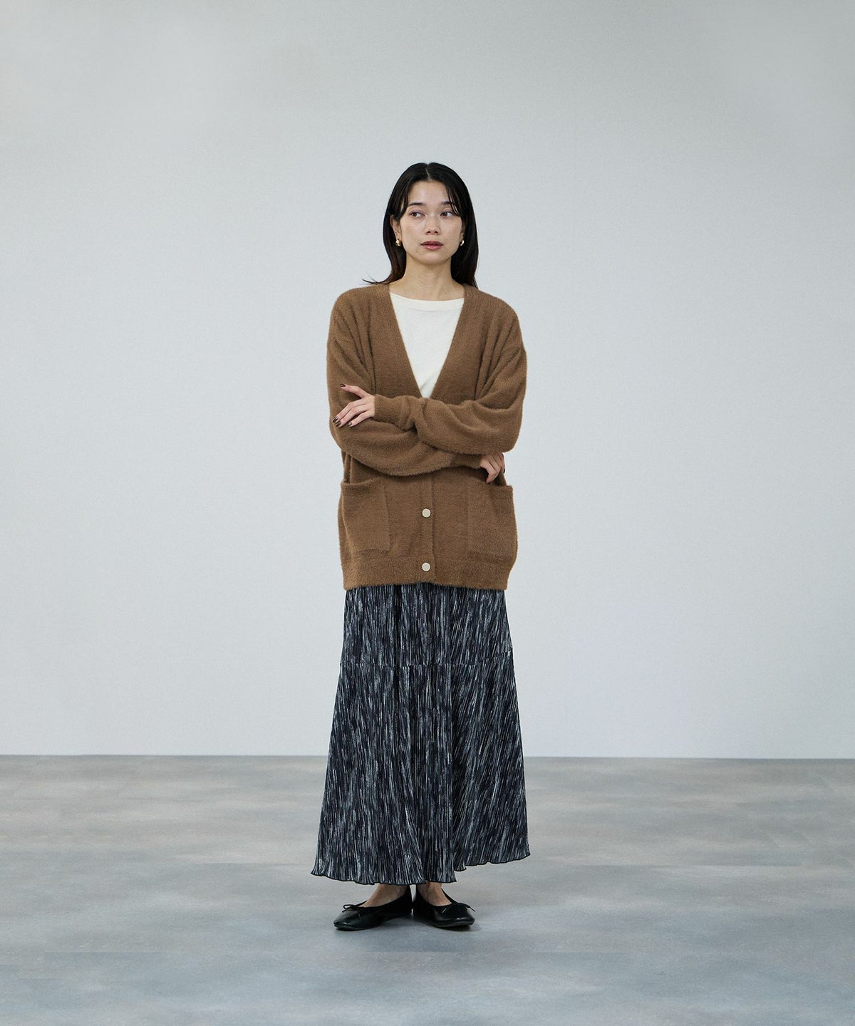 milli de l'air ニュアンス柄プリーツフレアスカート レディース