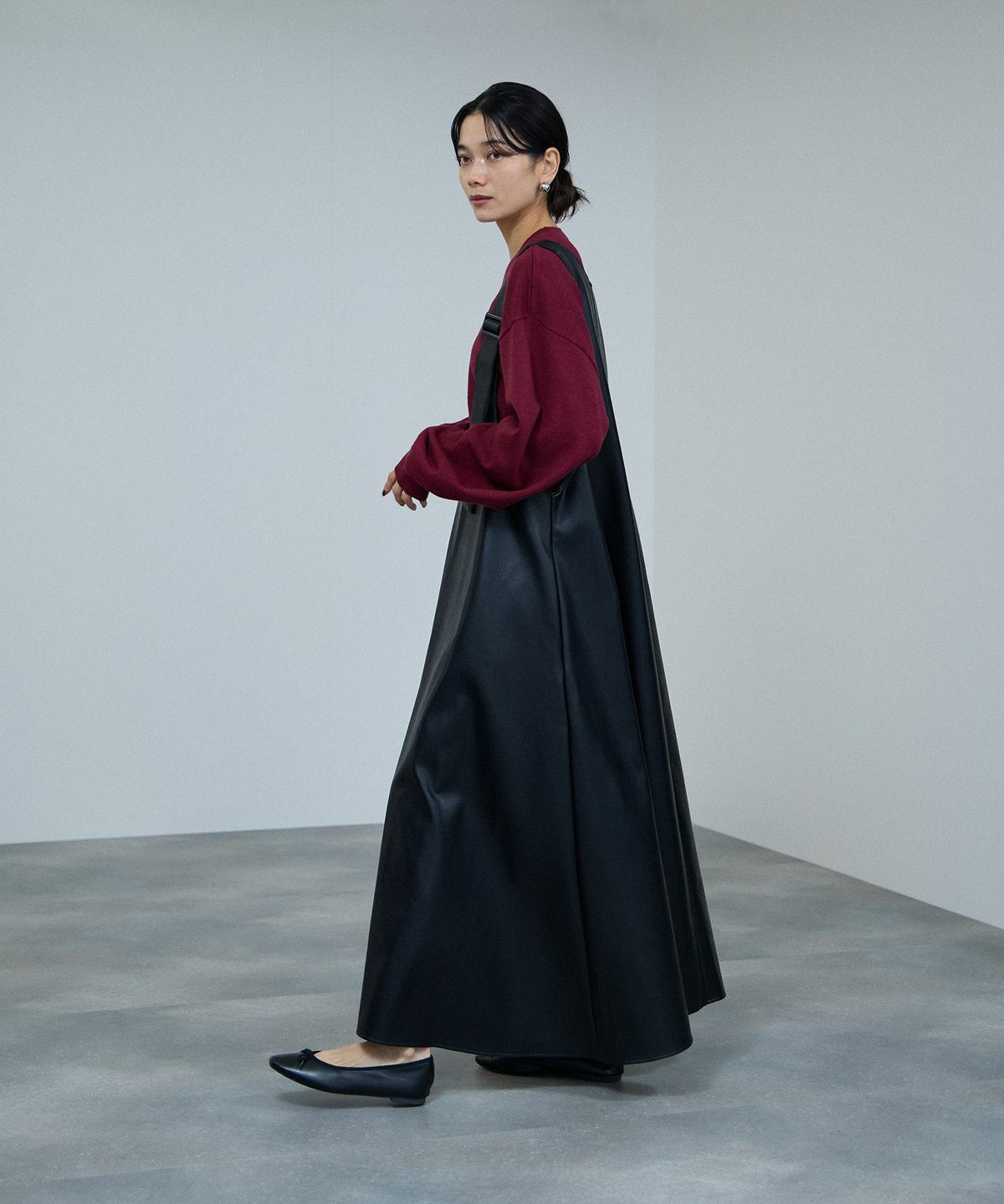 milli de l'air ソフト合皮ジャンパースカート レディース