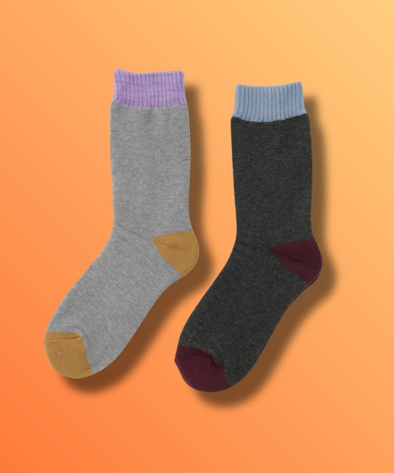 nAvy MAC HEAT クルーソックス 切替 2足組 レディース商品画像-1