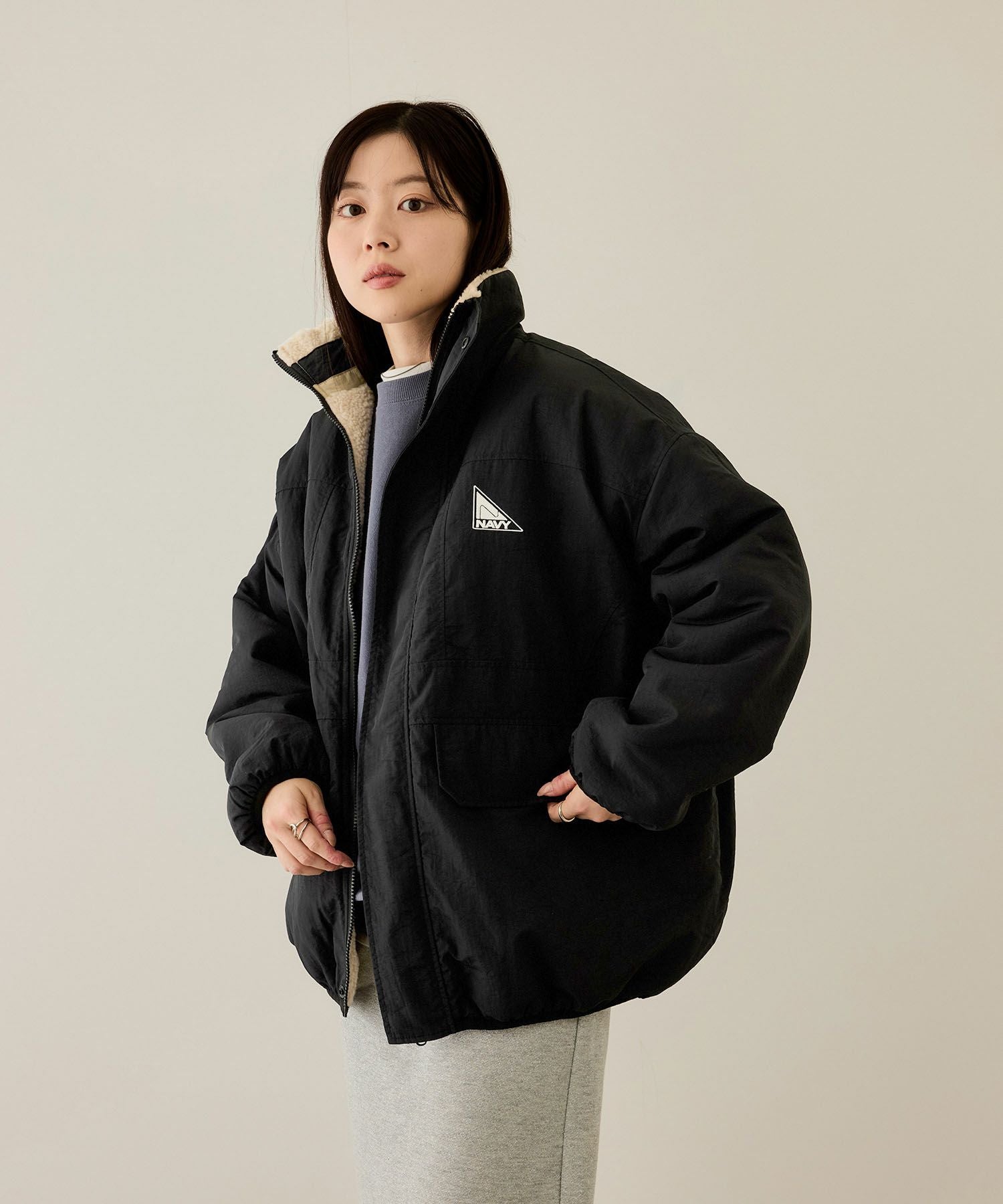 NAVY 裏ボアリバーシブルブルゾン レディース