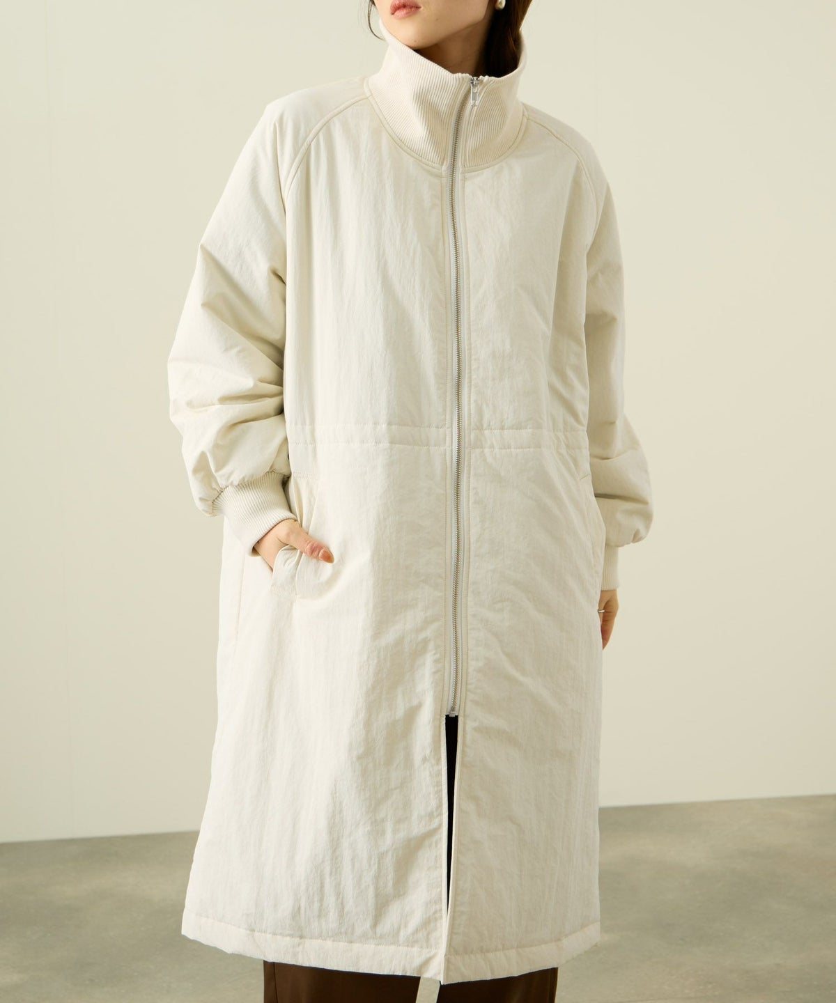 NAVY 中綿リブ襟コート レディース