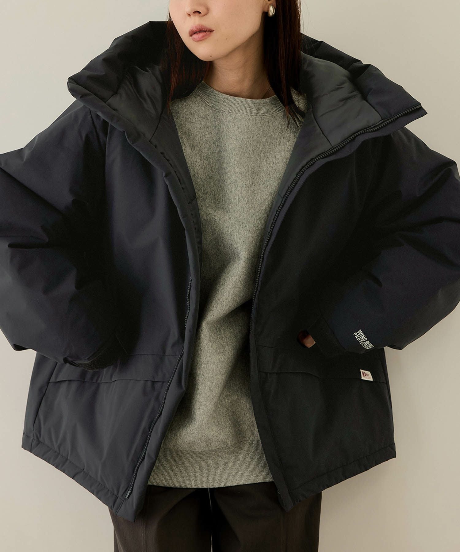 NAVY 中綿モンスターパーカーブルゾン レディース