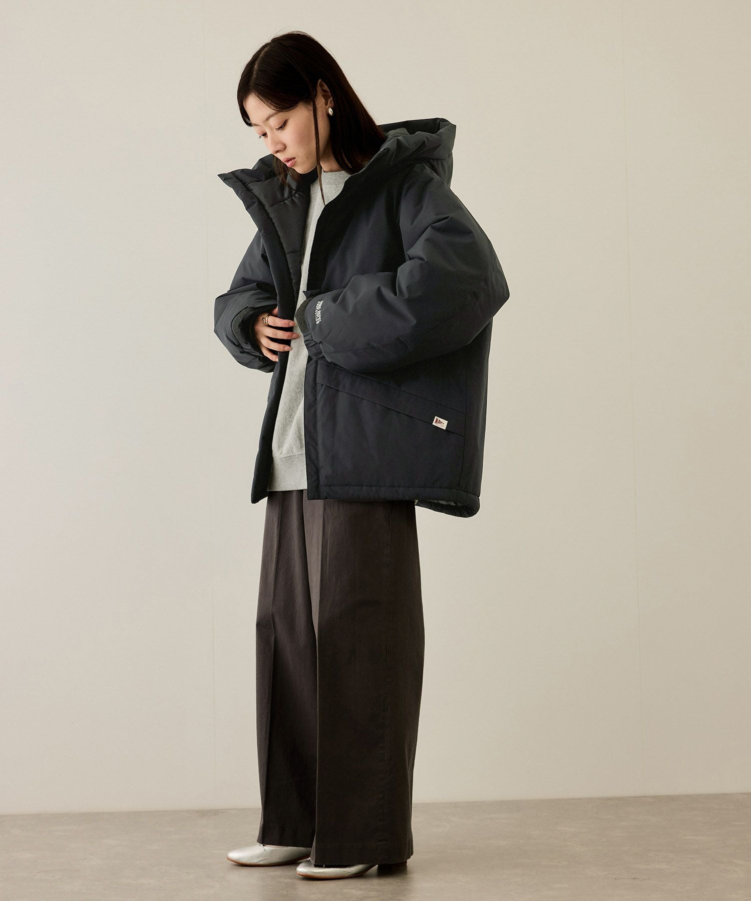 NAVY 中綿モンスターパーカーブルゾン レディース