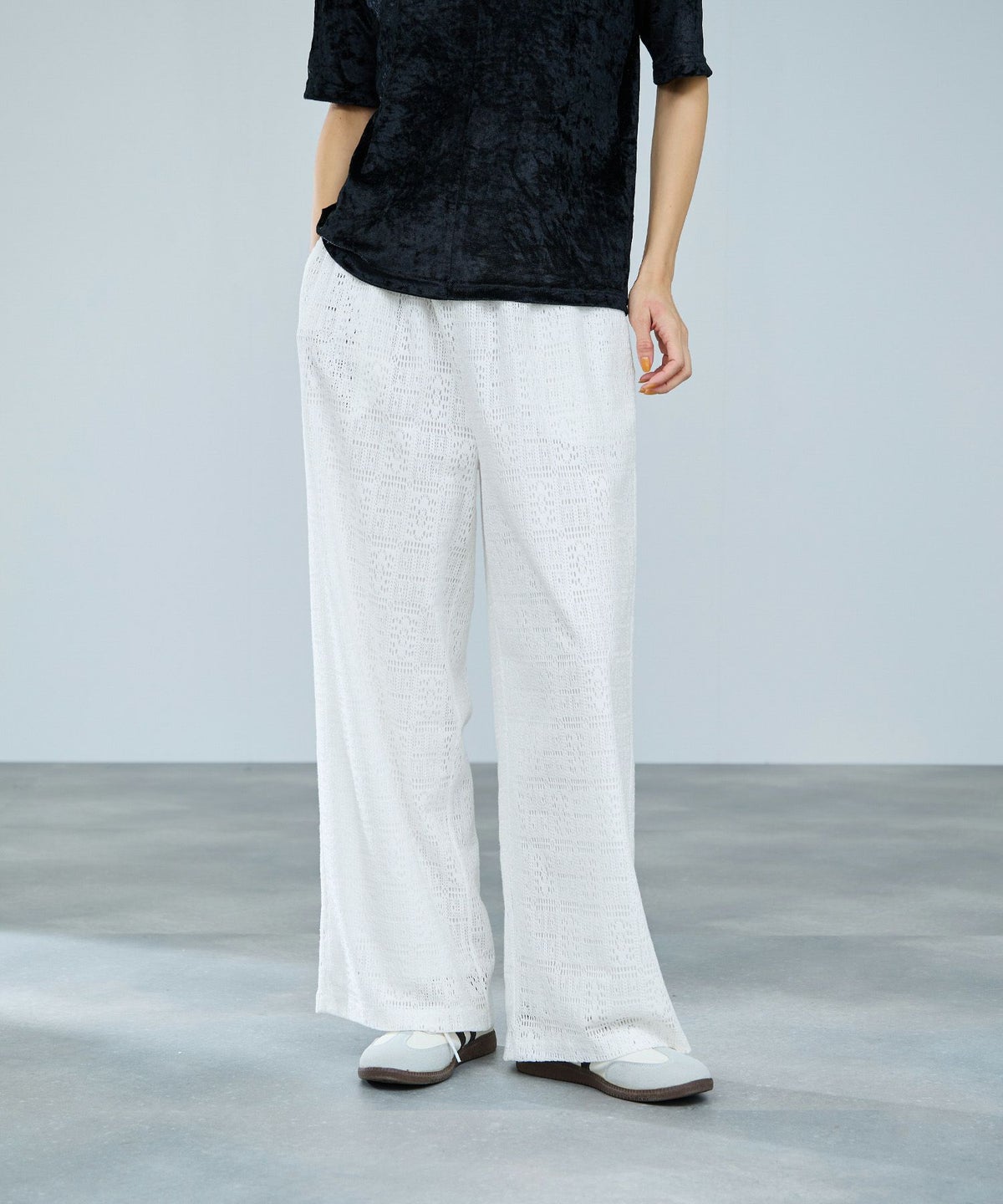 milli de l'air パッチワーク調レーシーパンツ レディース