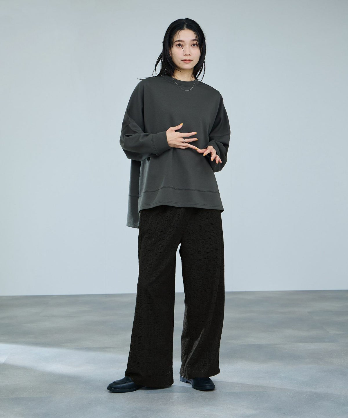 milli de l'air パッチワーク調レーシーパンツ レディース