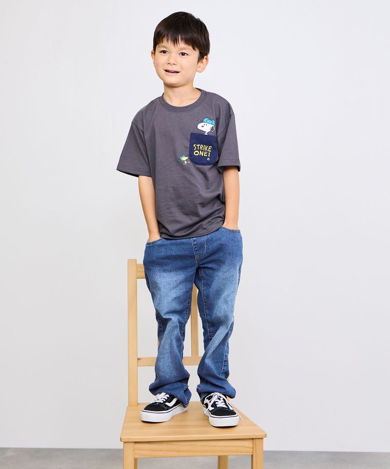 NAVY のびるモン ストレッチデニムストレートパンツ ウエストリブパンツ キッズ商品画像-5