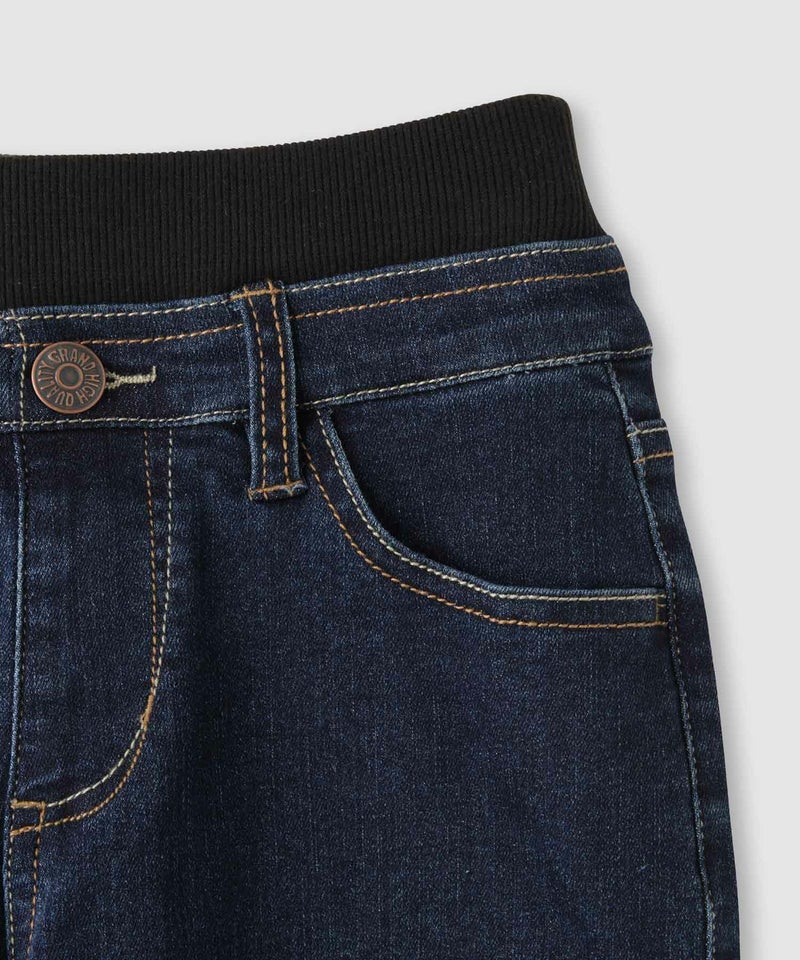 NAVY  のびるモン ストレッチデニムストレートパンツ ウエストリブパンツ キッズ商品画像-6