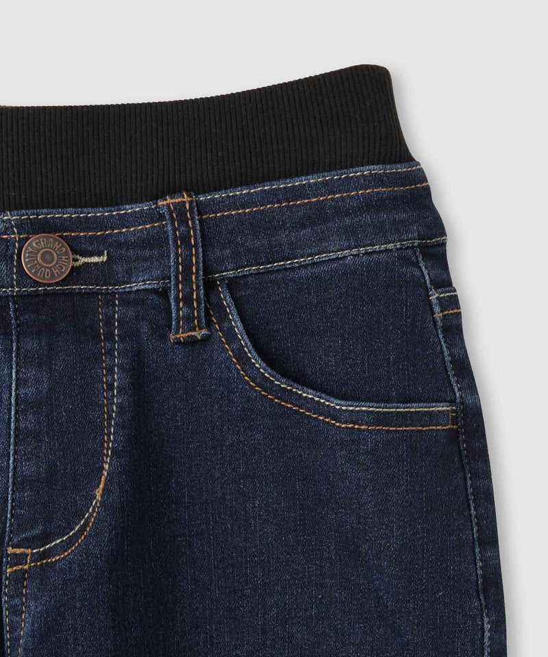 NAVY  のびるモン ストレッチデニムストレートパンツ ウエストリブパンツ キッズ商品画像-9