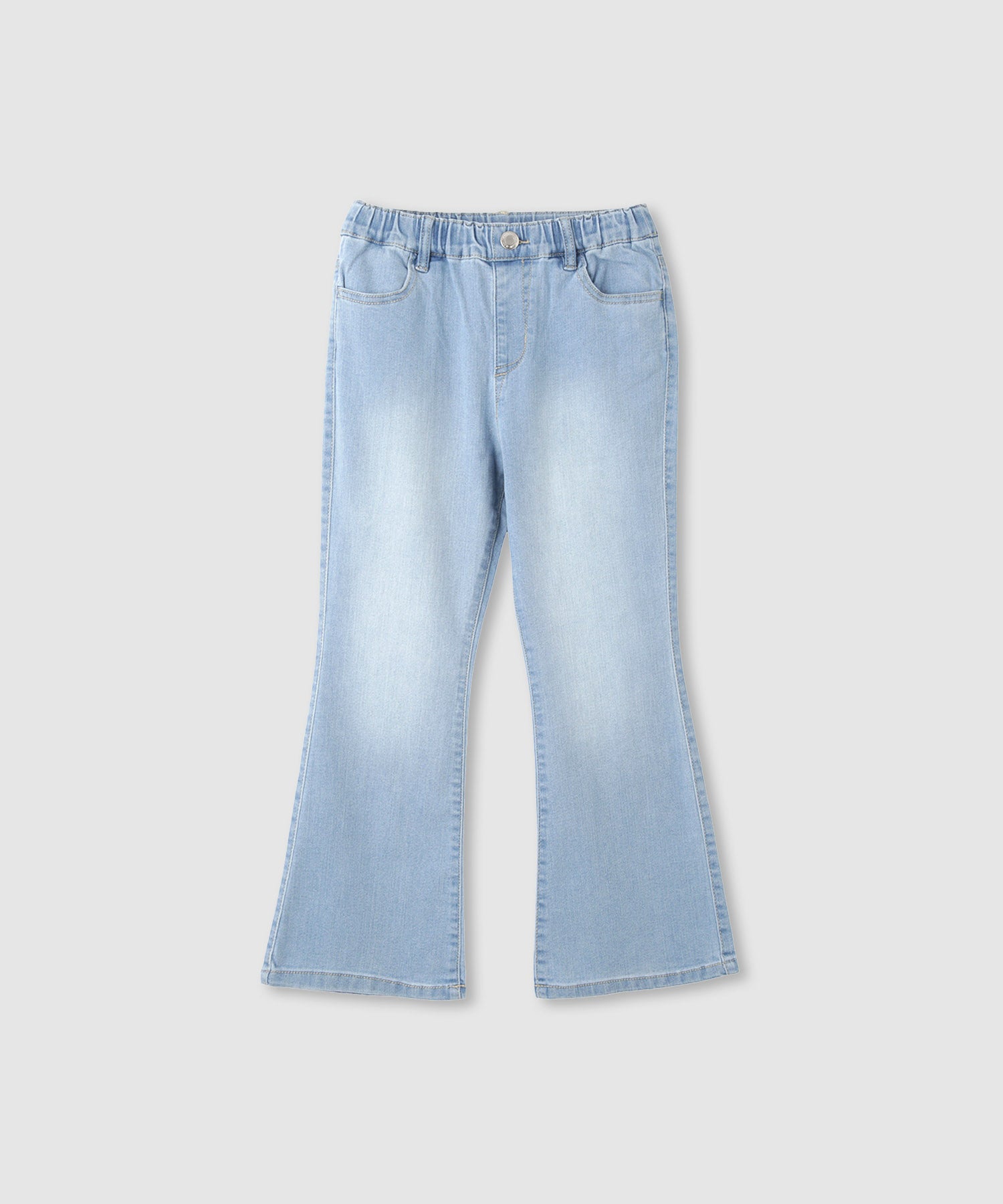 NAVY のびるモン ストレッチデニムフレアパンツ ウエストギャザー