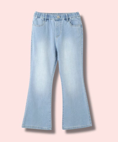 NAVY のびるモン ストレッチデニムフレアパンツ ウエストギャザーパンツ キッズ