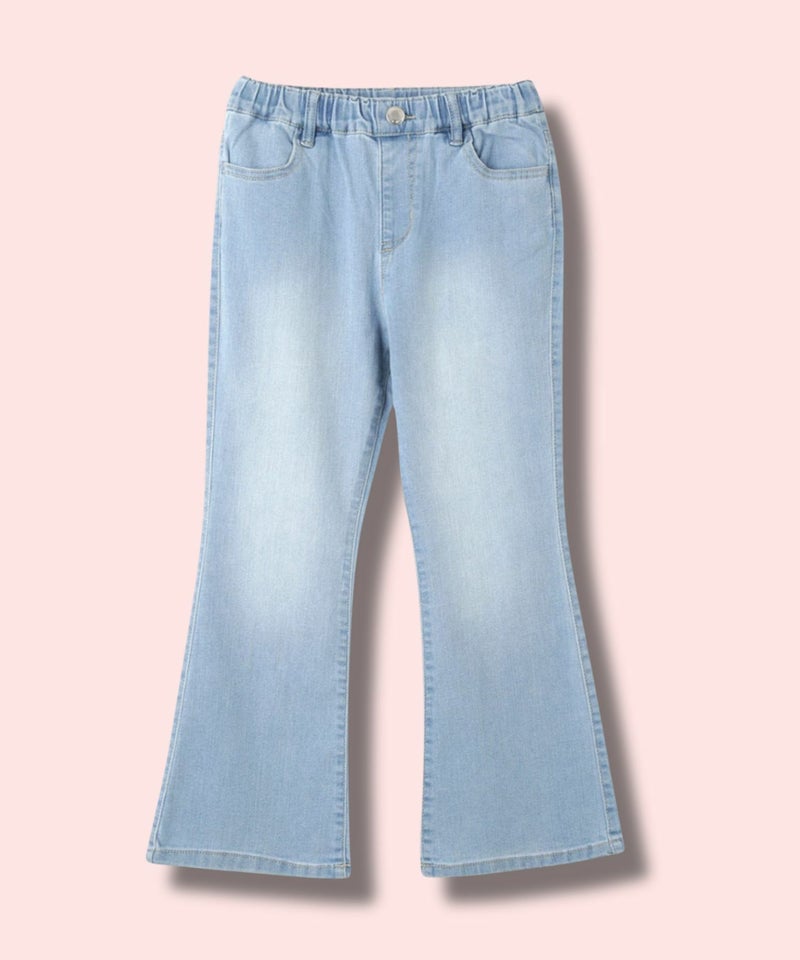 NAVY  のびるモン ストレッチデニムフレアパンツ ウエストギャザーパンツ キッズ商品画像-1