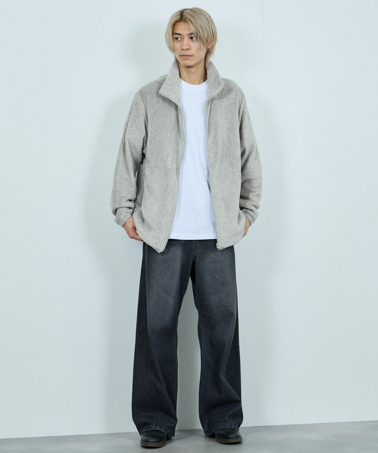 ●キャラウェイ　メンズ　グレー　フリース　ジップアップ　ブルゾン　アウター NAVY シャギーフリース ジップジャケット メンズ