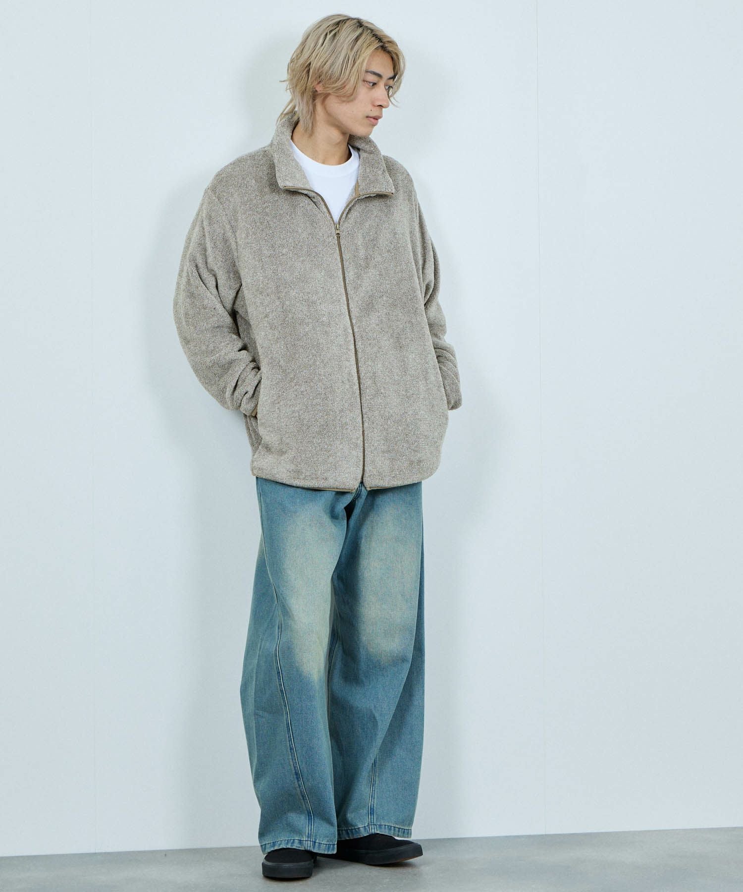 NAVY シャギーフリース ジップジャケット メンズ
