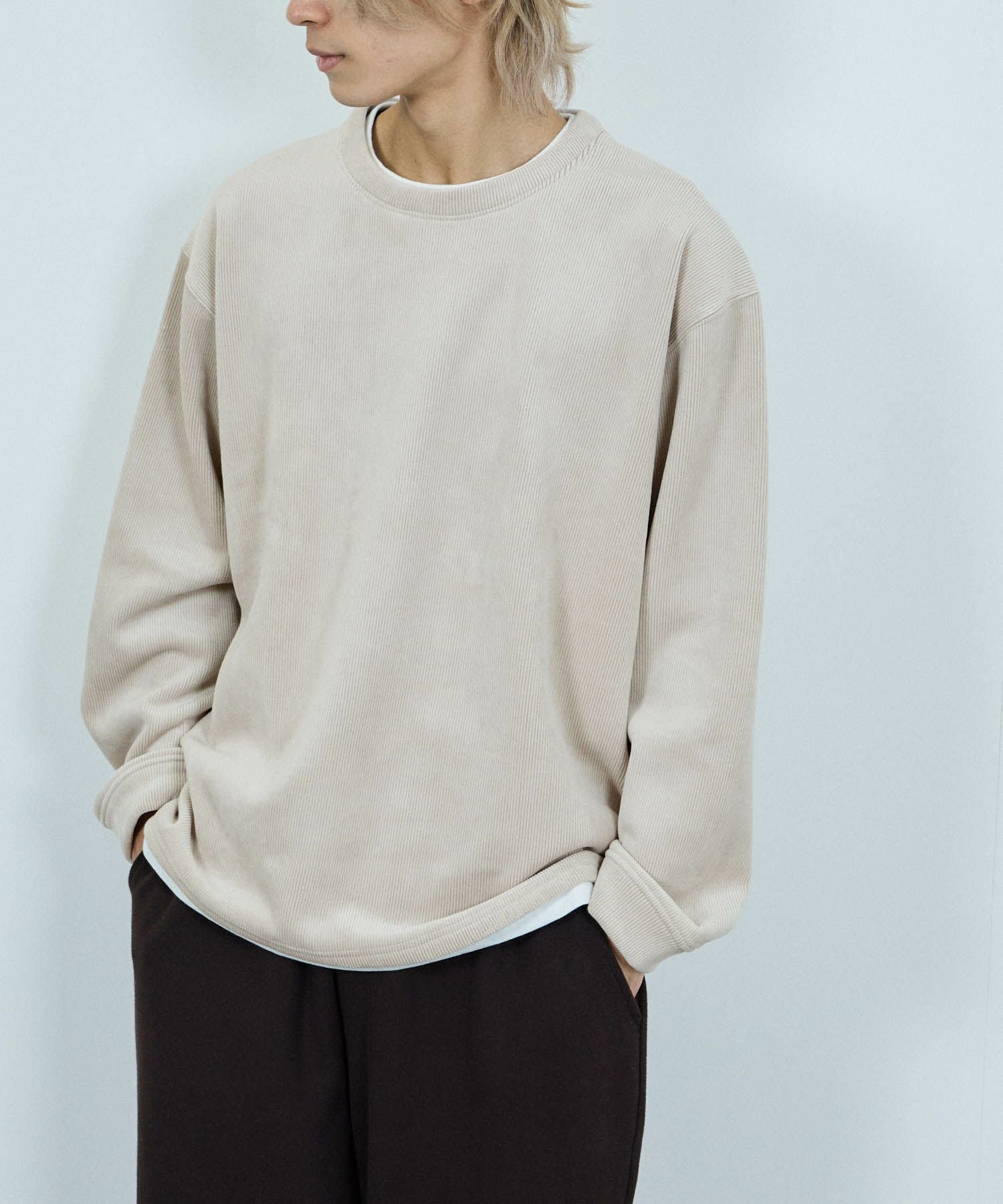 NAVY トロリカットコールクルーネックプルオーバー メンズ