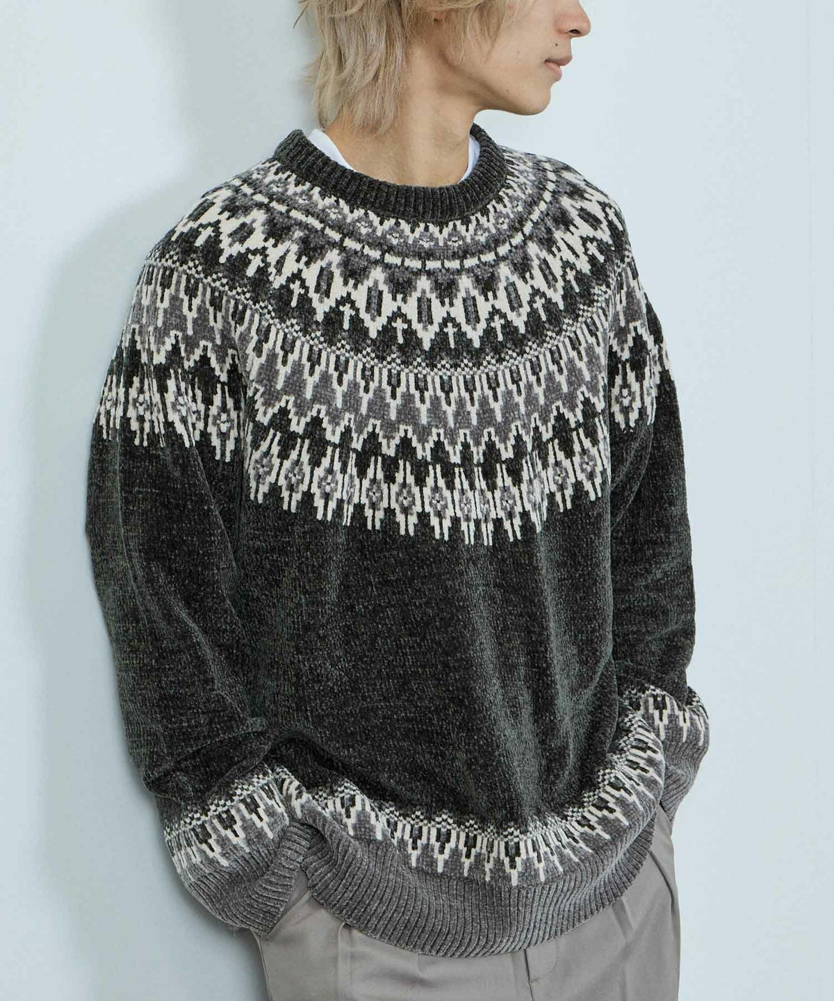 NAVY トロリ求心モールニットプルオーバー メン