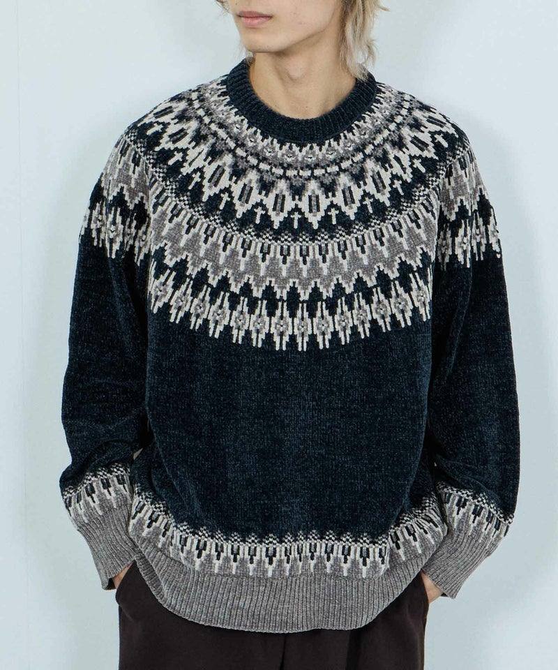 NAVY トロリ求心モールニットプルオーバー メンズ商品画像-2