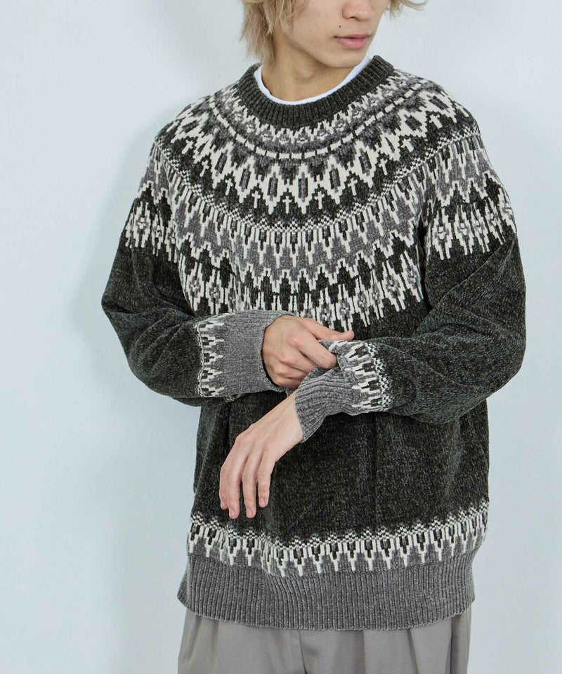 NAVY トロリ求心モールニットプルオーバー メンズ商品画像-5