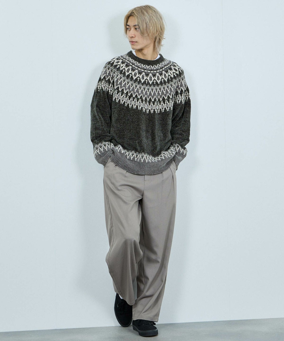 NAVY トロリ求心モールニットプルオーバー メンNAVY トロリ求心モールニットプルオーバー メン