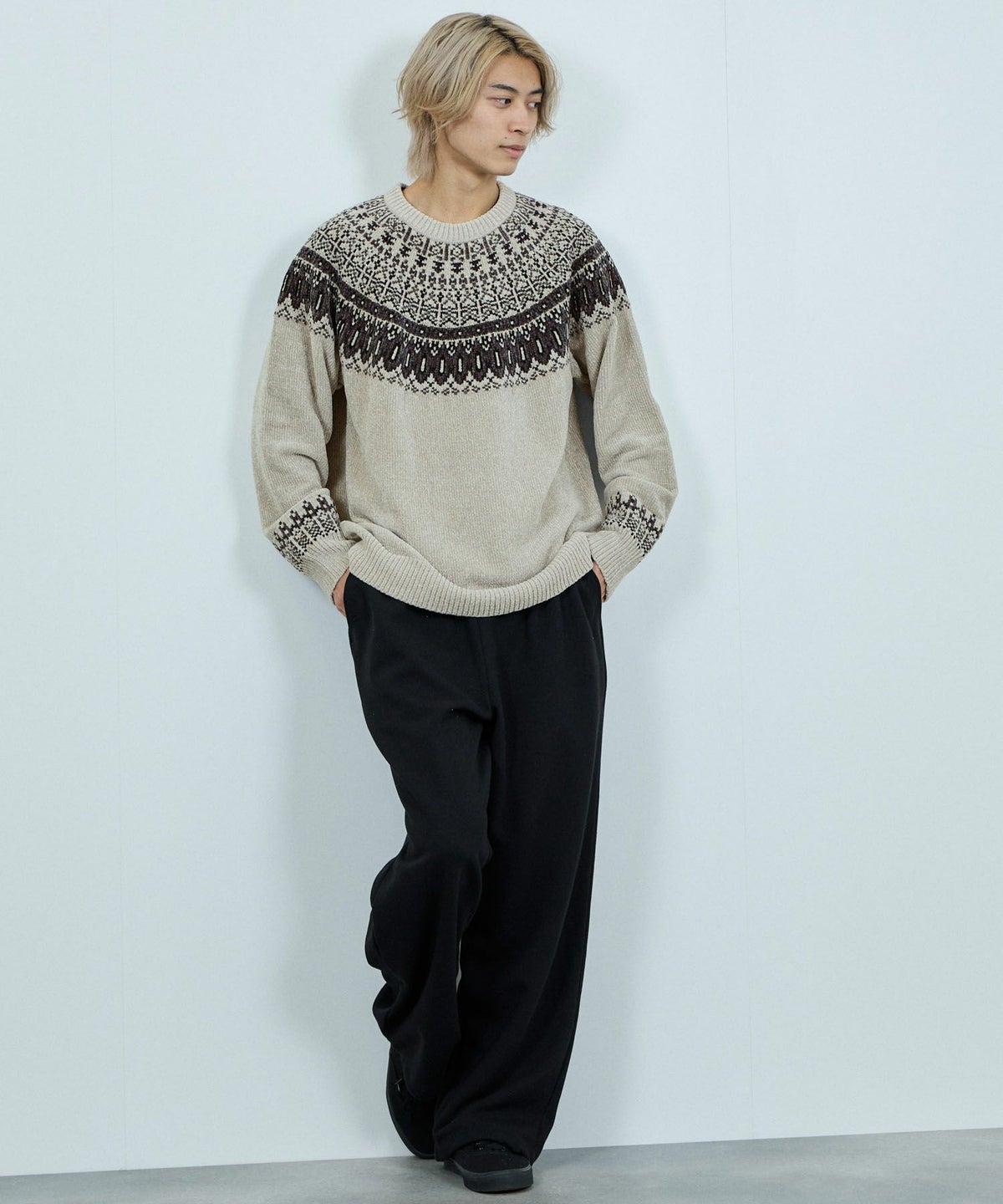 NAVY トロリ求心モールニットプルオーバー メン