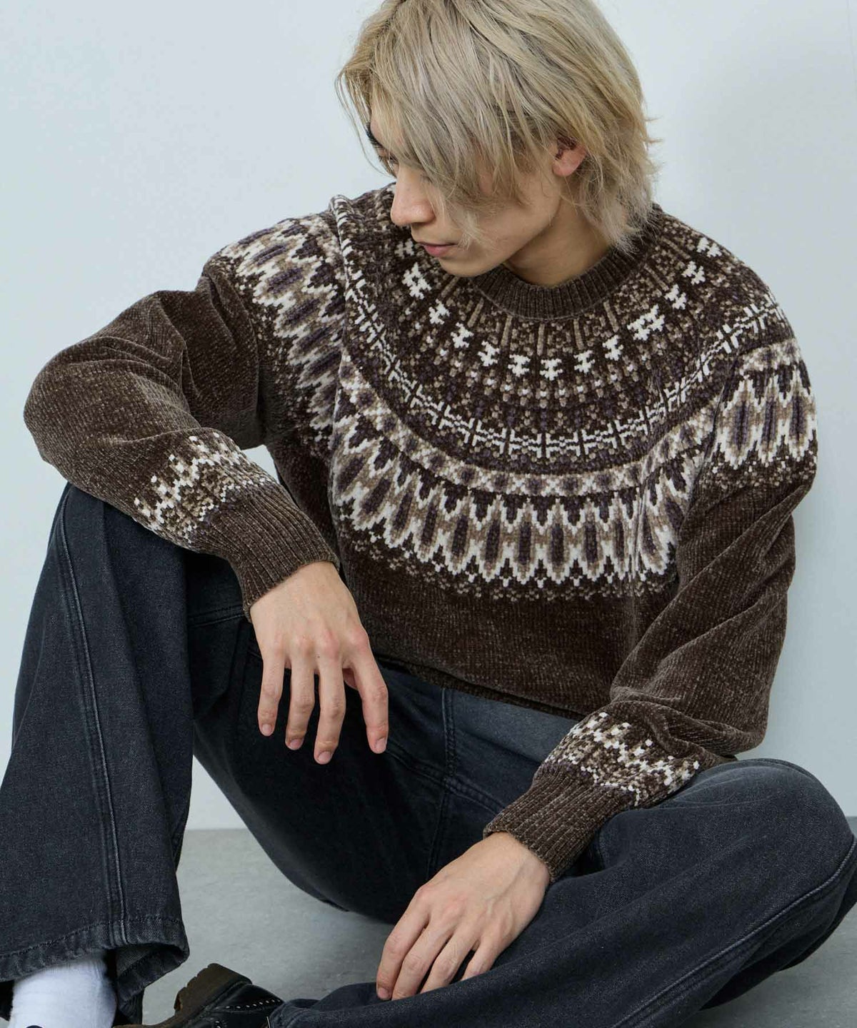 NAVY トロリ求心モールニットプルオーバー メン