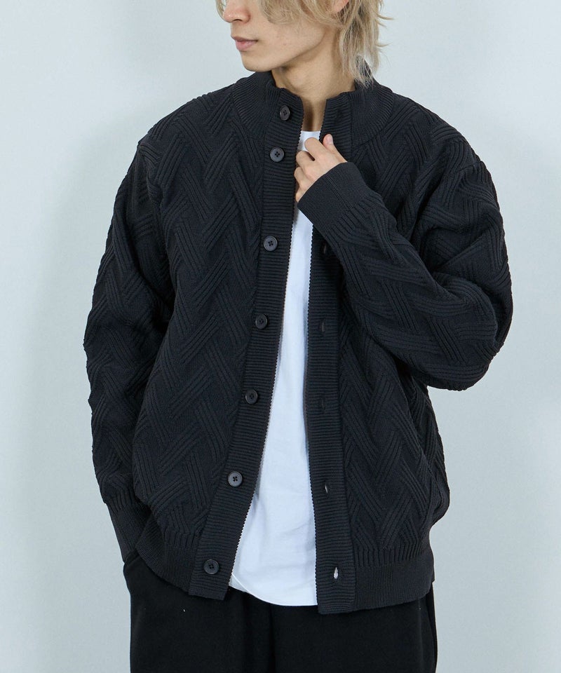 NAVY リンクススタンドネックカーディガン メンズ商品画像-1