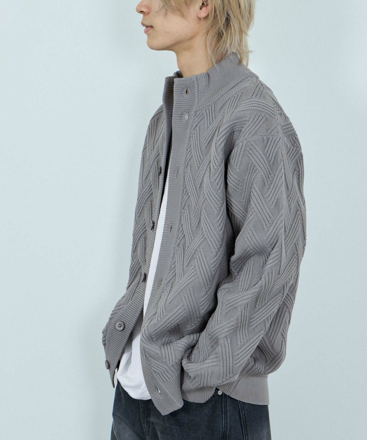  [期間限定価格]NAVY リンクススタンドネックカーディガン メンズ