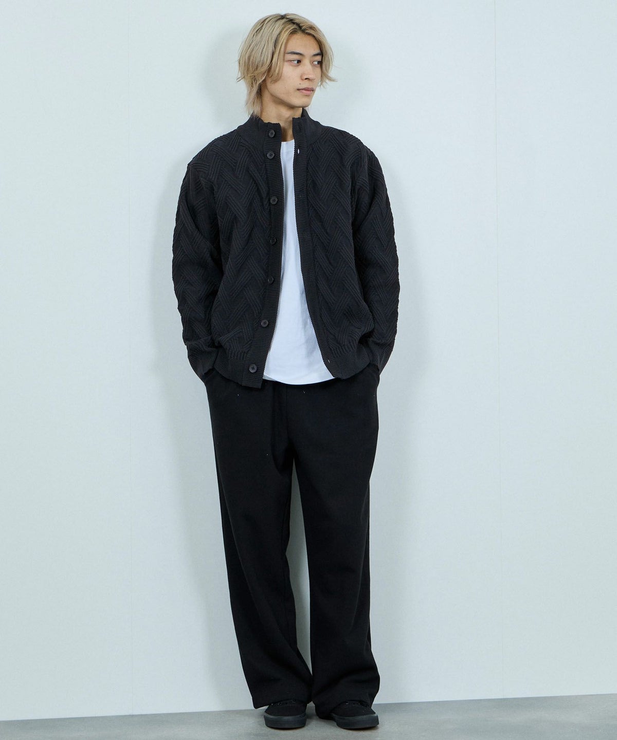  [期間限定価格]NAVY リンクススタンドネックカーディガン メンズ