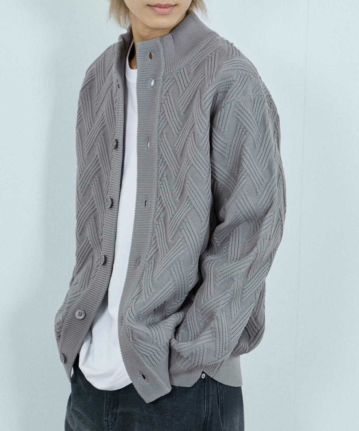  [期間限定価格]NAVY リンクススタンドネックカーディガン メンズ