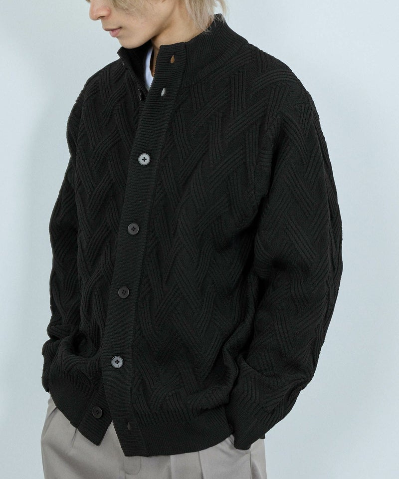 [期間限定knit]NAVY  リンクススタンドネックカーディガン メンズ商品画像-9