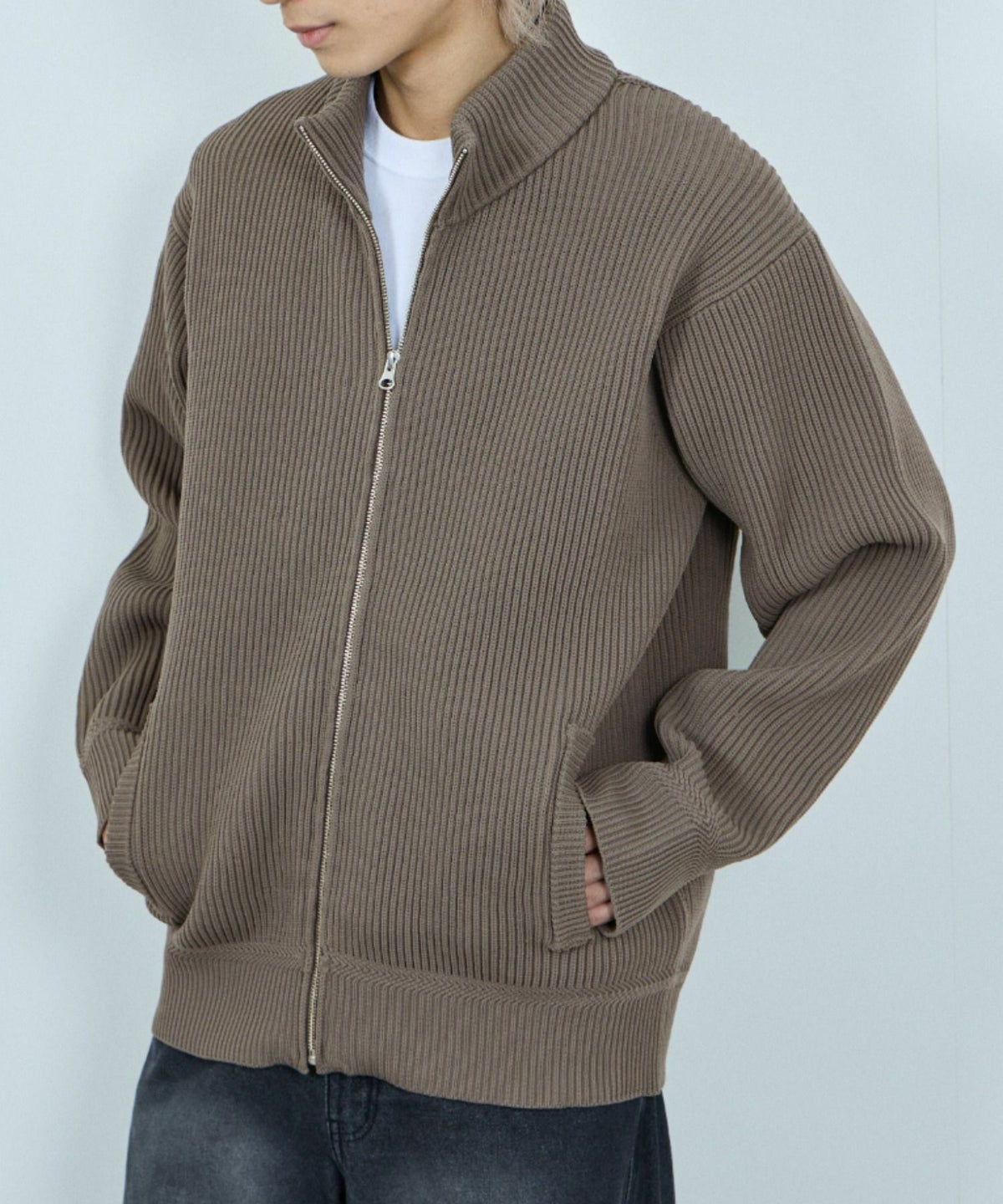 [期間限定価格]NAVY 畦ドライバーズニットブルゾン メンズ