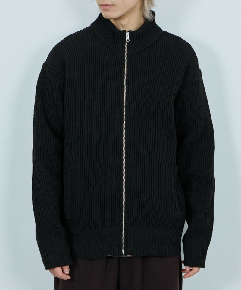 NAVY  畦ドライバーズニットブルゾン メンズ商品画像-4