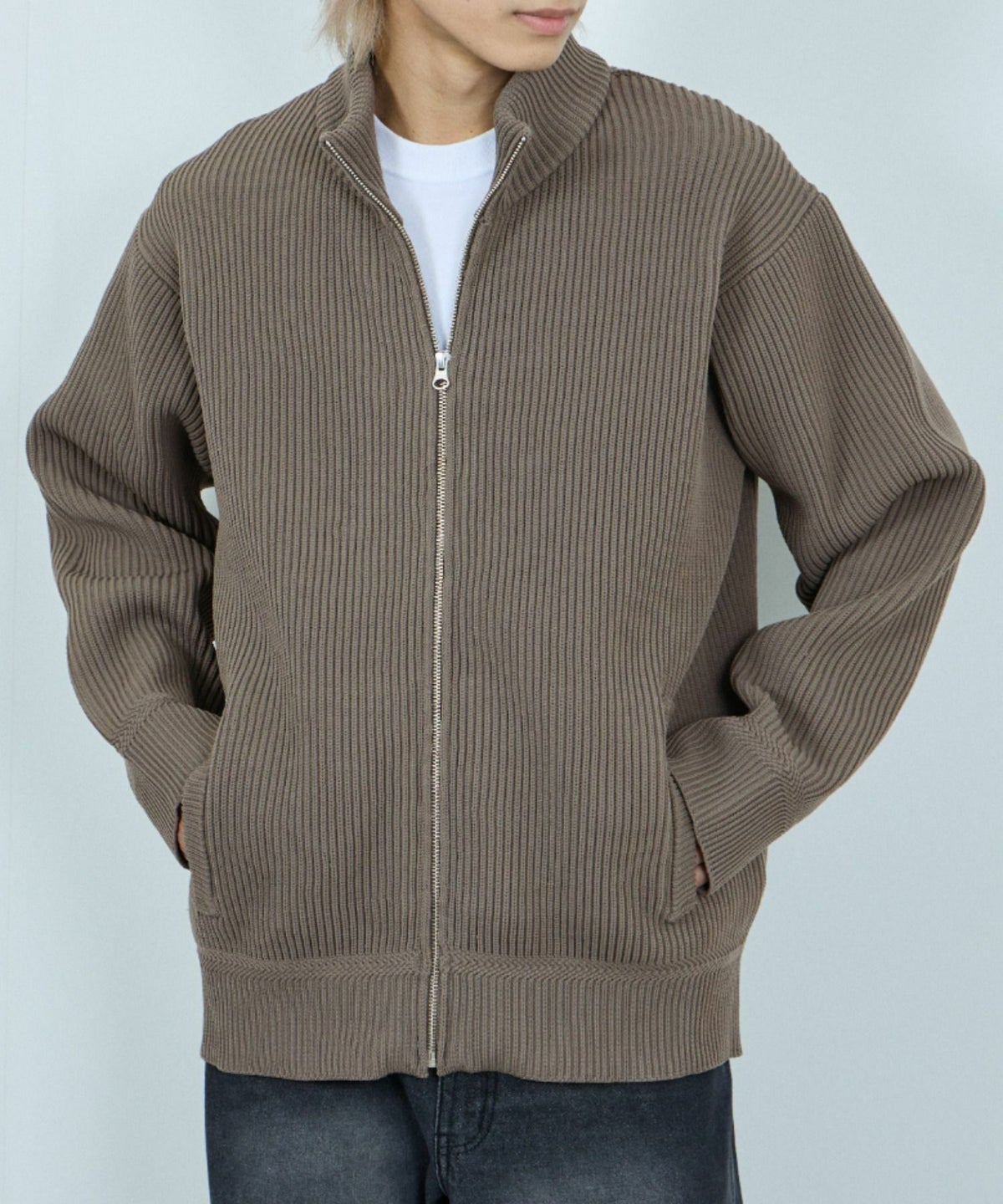 [期間限定価格]NAVY 畦ドライバーズニットブルゾン メンズ