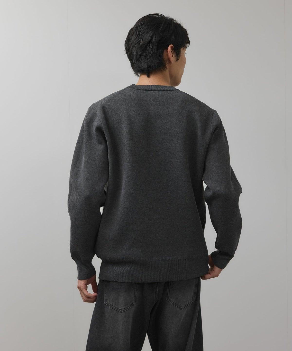 NAVY 快適ニット ミラノリブクルーネック メンズ