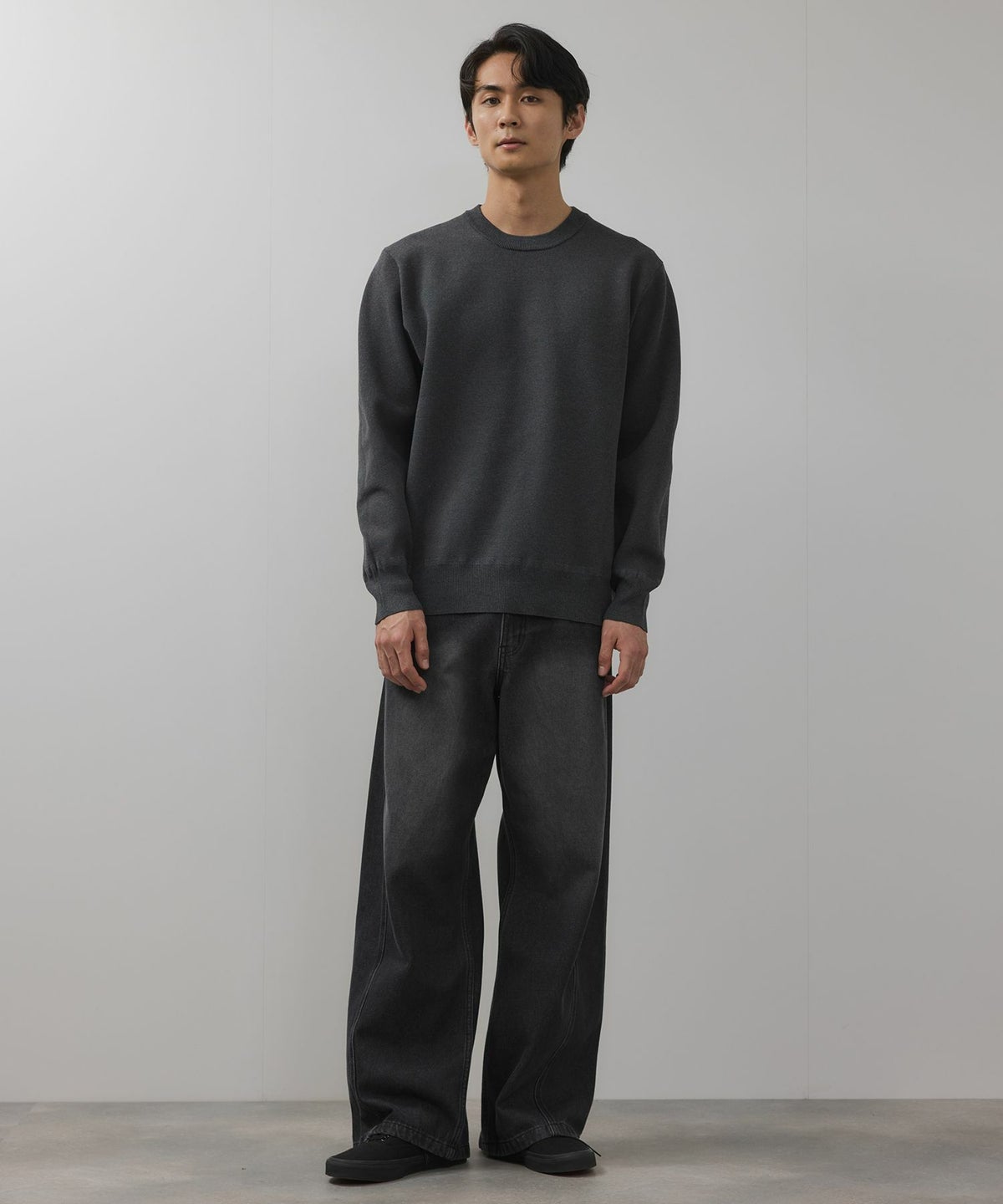 NAVY 快適ニット ミラノリブクルーネック メンズ