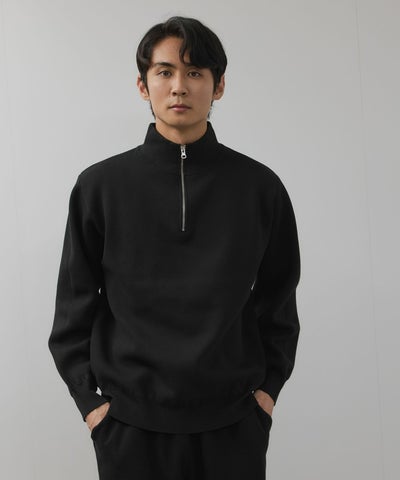 NAVY 快適ニット ミラノリブハーフジップ メンズ
