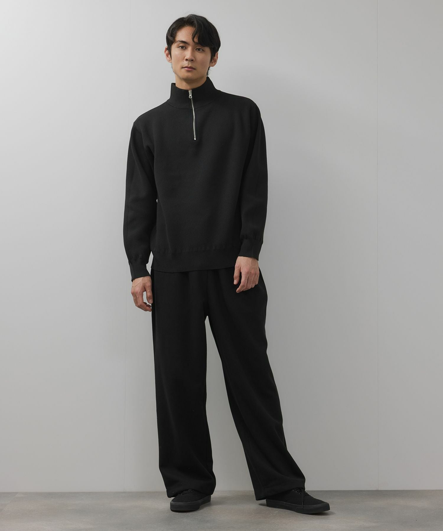 NAVY 快適ニット ミラノリブハーフジップ メンズ
