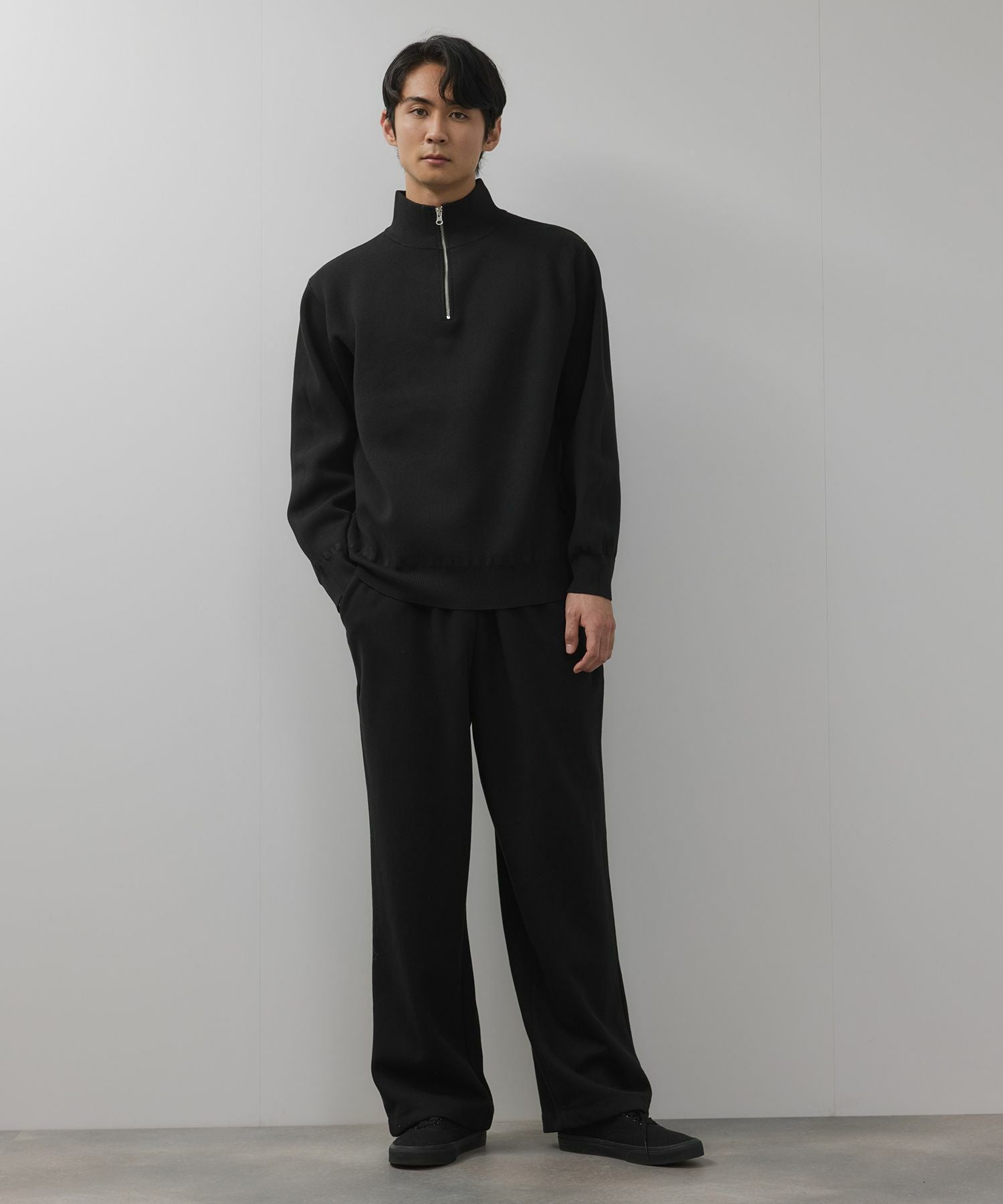 NAVY 快適ニット ミラノリブハーフジップ メンズ