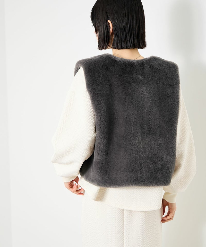 Idnes  フェイクファーベスト レディース商品画像-6