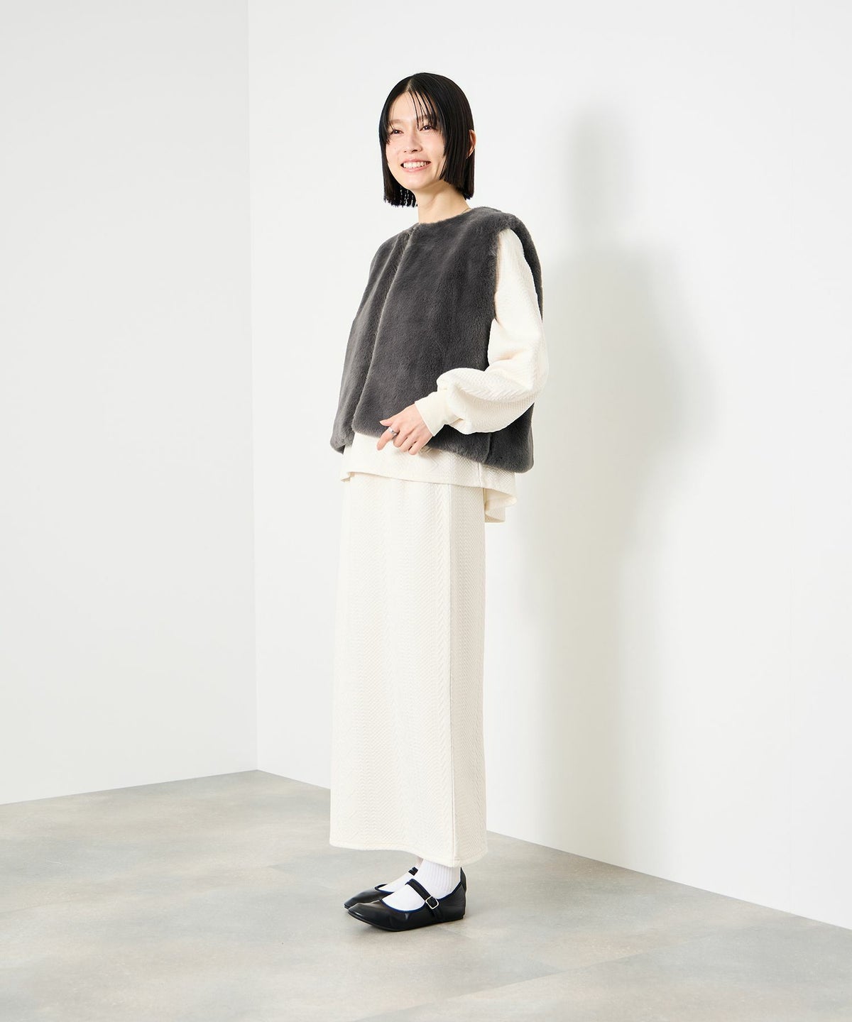 [値下げ]Idnes フェイクファーベスト レディース