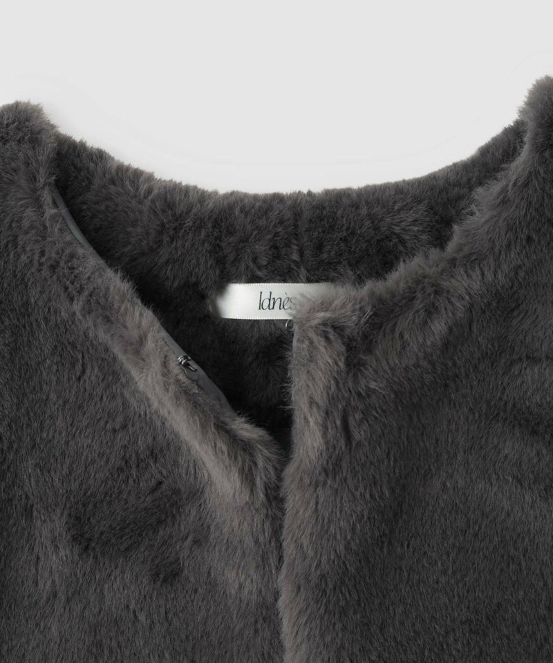 Idnes フェイクファーベスト レディース商品画像-13