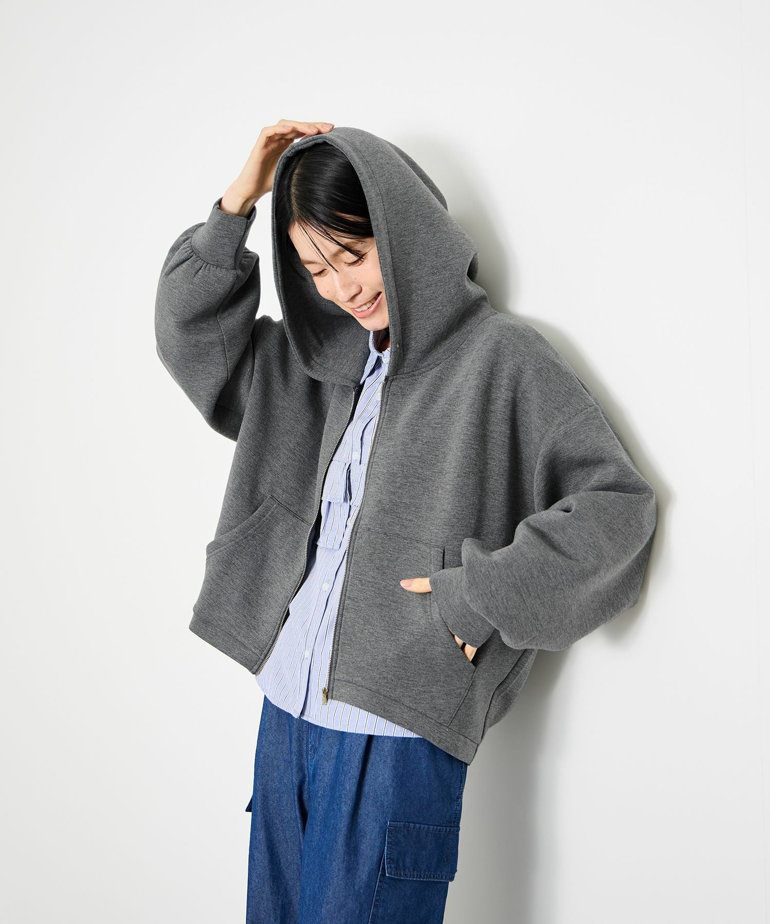 Idnes ストレッチポンチジップパーカー レディース